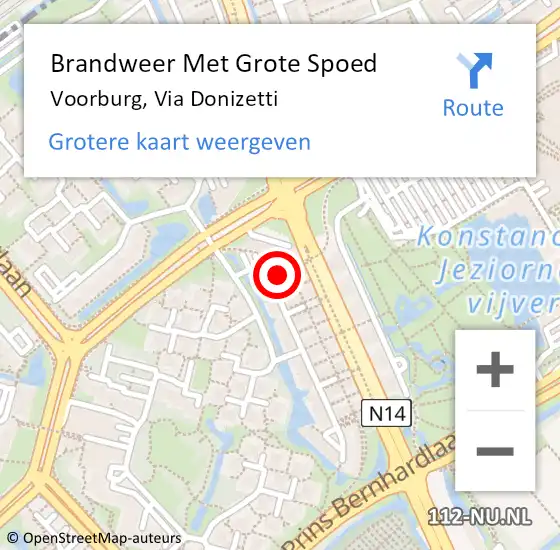 Locatie op kaart van de 112 melding: Brandweer Met Grote Spoed Naar Voorburg, Via Donizetti op 7 december 2024 06:47