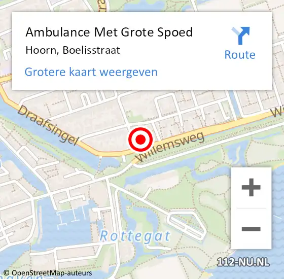 Locatie op kaart van de 112 melding: Ambulance Met Grote Spoed Naar Hoorn, Boelisstraat op 7 december 2024 06:56