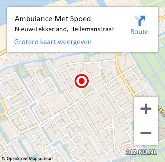 Locatie op kaart van de 112 melding: Ambulance Met Spoed Naar Nieuw-Lekkerland, Hellemanstraat op 7 december 2024 07:07