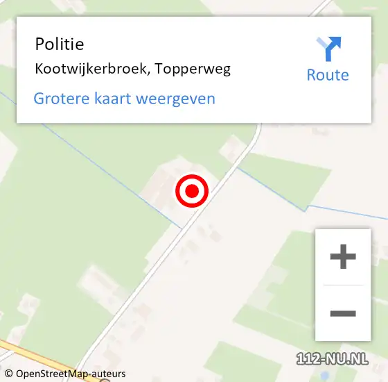 Locatie op kaart van de 112 melding: Politie Kootwijkerbroek, Topperweg op 7 december 2024 08:15