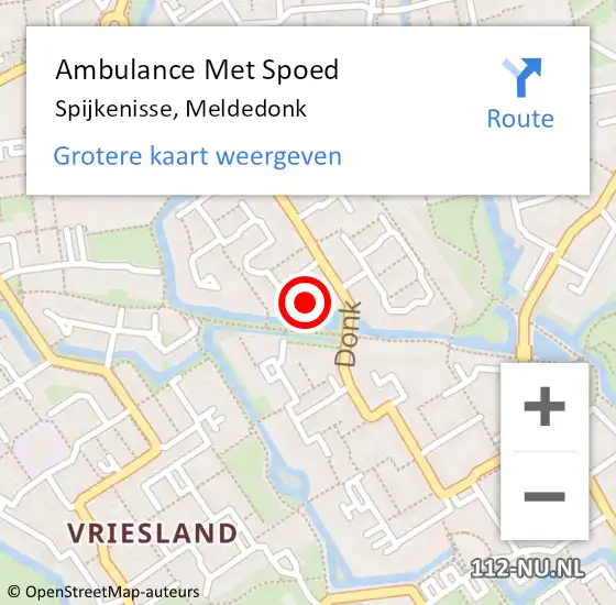 Locatie op kaart van de 112 melding: Ambulance Met Spoed Naar Spijkenisse, Meldedonk op 7 december 2024 08:18