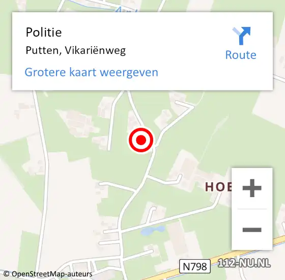 Locatie op kaart van de 112 melding: Politie Putten, Vikariënweg op 7 december 2024 08:34