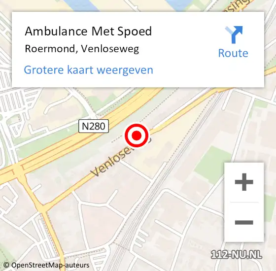 Locatie op kaart van de 112 melding: Ambulance Met Spoed Naar Roermond, Venloseweg op 7 december 2024 09:01