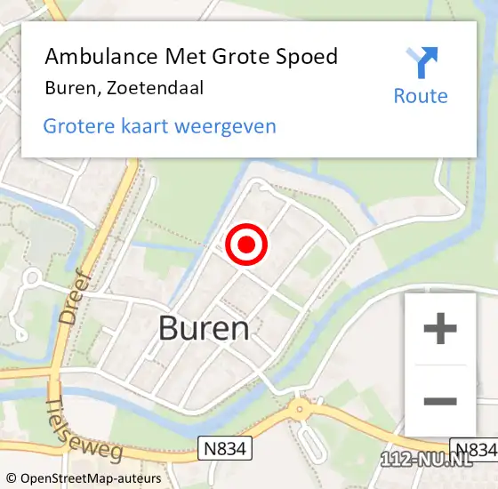 Locatie op kaart van de 112 melding: Ambulance Met Grote Spoed Naar Buren, Zoetendaal op 19 oktober 2013 08:40