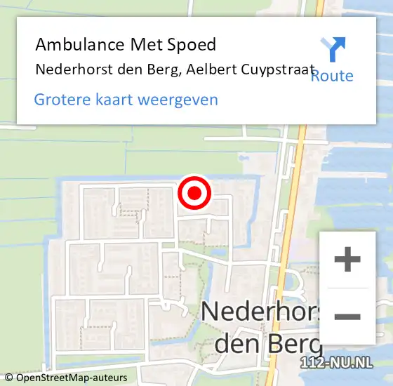 Locatie op kaart van de 112 melding: Ambulance Met Spoed Naar Nederhorst den Berg, Aelbert Cuypstraat op 29 oktober 2014 14:34