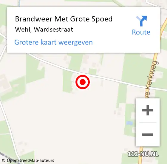 Locatie op kaart van de 112 melding: Brandweer Met Grote Spoed Naar Wehl, Wardsestraat op 7 december 2024 09:21