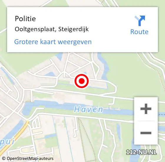 Locatie op kaart van de 112 melding: Politie Ooltgensplaat, Steigerdijk op 7 december 2024 09:24