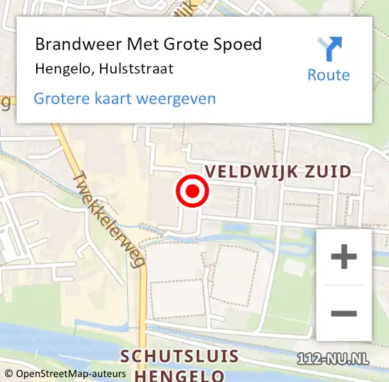 Locatie op kaart van de 112 melding: Brandweer Met Grote Spoed Naar Hengelo, Hulststraat op 7 december 2024 09:31