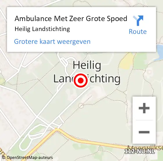 Locatie op kaart van de 112 melding: Ambulance Met Zeer Grote Spoed Naar Heilig Landstichting op 7 december 2024 09:57