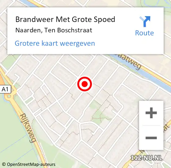 Locatie op kaart van de 112 melding: Brandweer Met Grote Spoed Naar Naarden, Ten Boschstraat op 7 december 2024 10:09