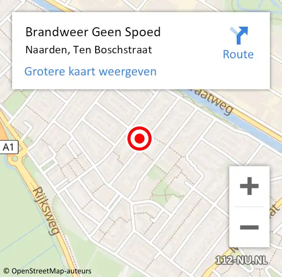 Locatie op kaart van de 112 melding: Brandweer Geen Spoed Naar Naarden, Ten Boschstraat op 7 december 2024 10:15