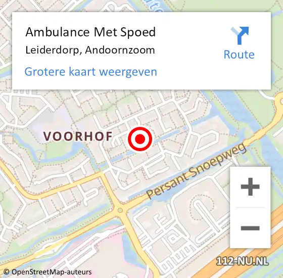 Locatie op kaart van de 112 melding: Ambulance Met Spoed Naar Leiderdorp, Andoornzoom op 7 december 2024 10:40