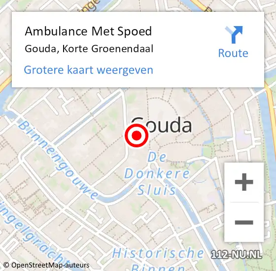 Locatie op kaart van de 112 melding: Ambulance Met Spoed Naar Gouda, Korte Groenendaal op 7 december 2024 10:56