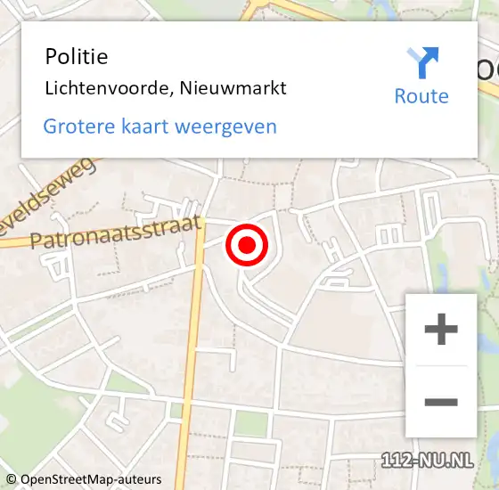 Locatie op kaart van de 112 melding: Politie Lichtenvoorde, Nieuwmarkt op 7 december 2024 11:11