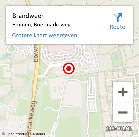 Locatie op kaart van de 112 melding: Brandweer Emmen, Boermarkeweg op 7 december 2024 11:16