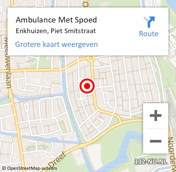 Locatie op kaart van de 112 melding: Ambulance Met Spoed Naar Enkhuizen, Piet Smitstraat op 7 december 2024 11:43