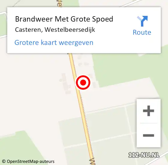 Locatie op kaart van de 112 melding: Brandweer Met Grote Spoed Naar Casteren, Westelbeersedijk op 7 december 2024 11:46