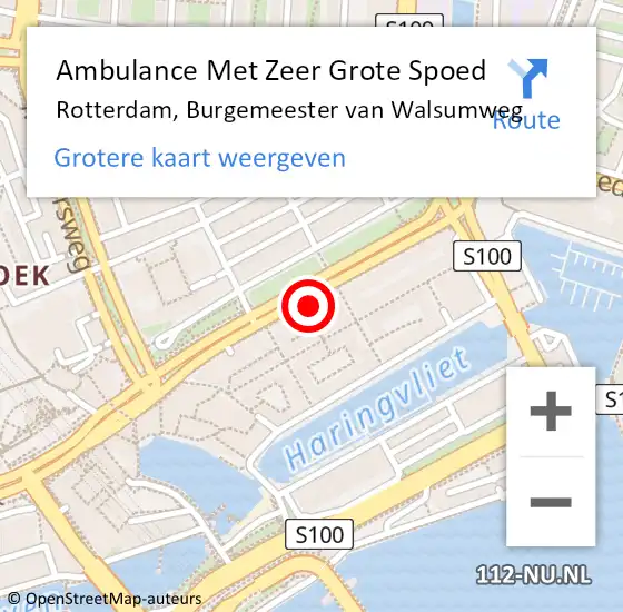 Locatie op kaart van de 112 melding: Ambulance Met Zeer Grote Spoed Naar Rotterdam, Burgemeester van Walsumweg op 7 december 2024 11:47