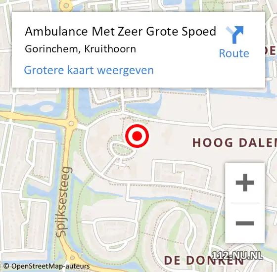 Locatie op kaart van de 112 melding: Ambulance Met Zeer Grote Spoed Naar Gorinchem, Kruithoorn op 7 december 2024 11:49