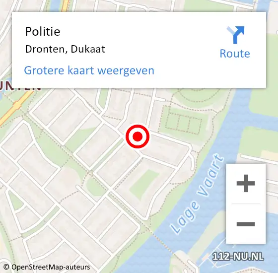 Locatie op kaart van de 112 melding: Politie Dronten, Dukaat op 7 december 2024 11:54