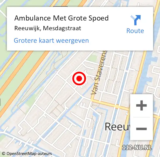 Locatie op kaart van de 112 melding: Ambulance Met Grote Spoed Naar Reeuwijk, Mesdagstraat op 7 december 2024 12:19