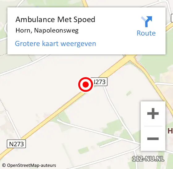 Locatie op kaart van de 112 melding: Ambulance Met Spoed Naar Horn, Napoleonsweg op 7 december 2024 12:24