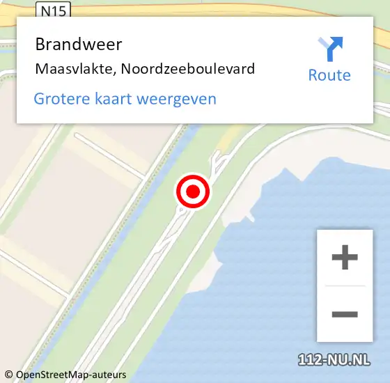 Locatie op kaart van de 112 melding: Brandweer Maasvlakte, Noordzeeboulevard op 7 december 2024 12:36