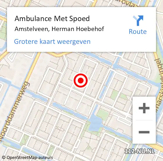 Locatie op kaart van de 112 melding: Ambulance Met Spoed Naar Amstelveen, Herman Hoebehof op 7 december 2024 12:46