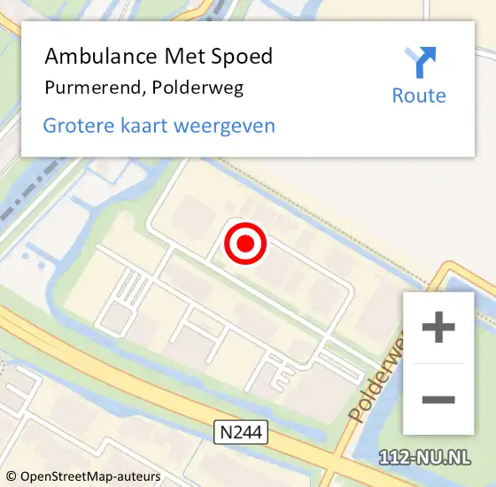 Locatie op kaart van de 112 melding: Ambulance Met Spoed Naar Purmerend, Polderweg op 7 december 2024 12:52