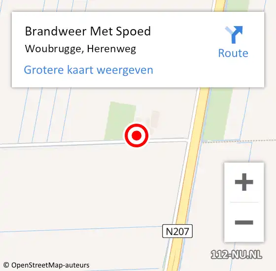 Locatie op kaart van de 112 melding: Brandweer Met Spoed Naar Woubrugge, Herenweg op 19 oktober 2013 08:43