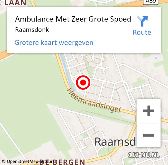 Locatie op kaart van de 112 melding: Ambulance Met Zeer Grote Spoed Naar Raamsdonk op 7 december 2024 13:23