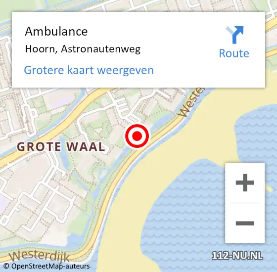 Locatie op kaart van de 112 melding: Ambulance Hoorn, Astronautenweg op 7 december 2024 14:00