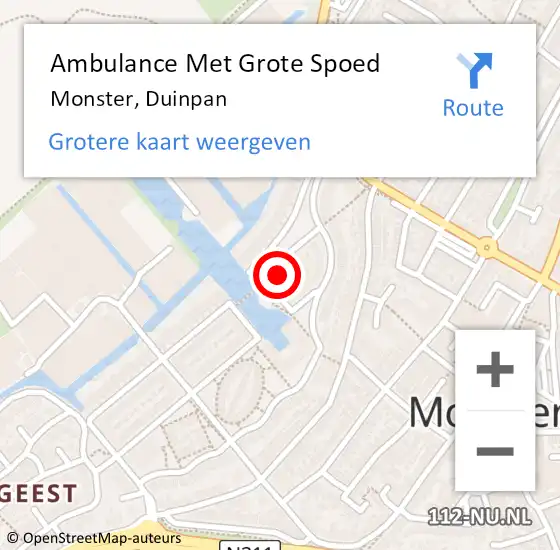 Locatie op kaart van de 112 melding: Ambulance Met Grote Spoed Naar Monster, Duinpan op 7 december 2024 14:05