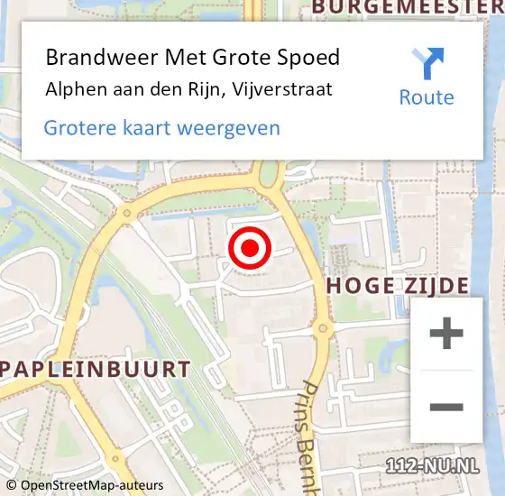 Locatie op kaart van de 112 melding: Brandweer Met Grote Spoed Naar Alphen aan den Rijn, Vijverstraat op 7 december 2024 14:14