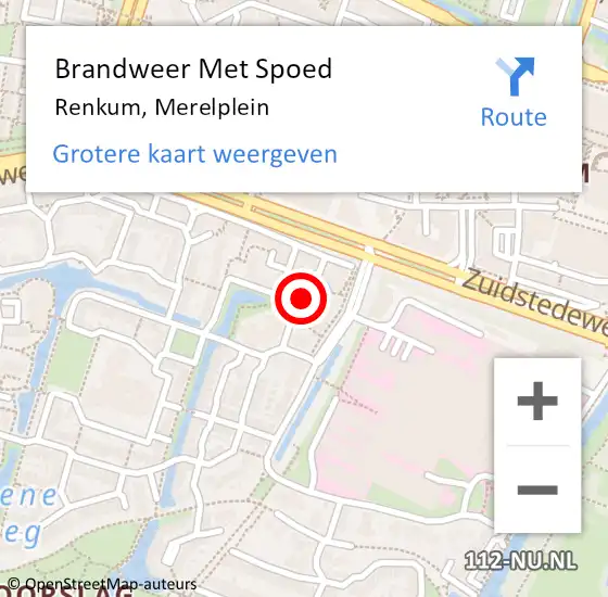 Locatie op kaart van de 112 melding: Brandweer Met Spoed Naar Renkum, Merelplein op 7 december 2024 14:16