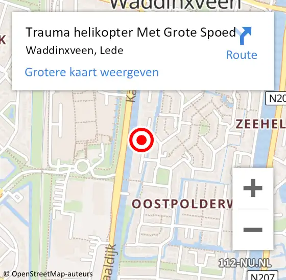 Locatie op kaart van de 112 melding: Trauma helikopter Met Grote Spoed Naar Waddinxveen, Lede op 7 december 2024 14:28