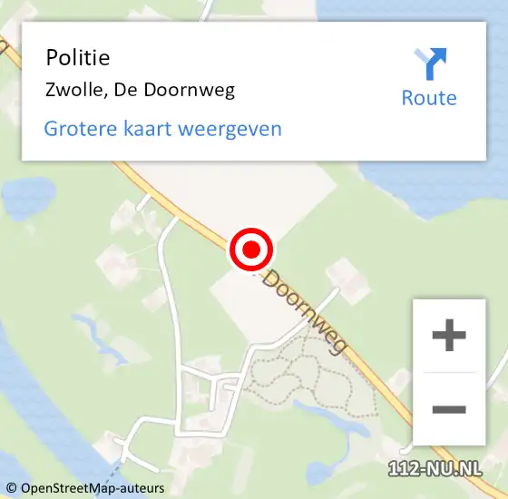 Locatie op kaart van de 112 melding: Politie Zwolle, De Doornweg op 7 december 2024 14:33