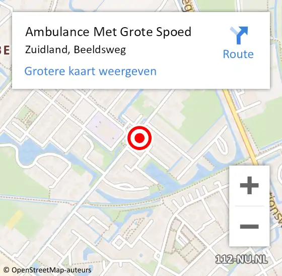 Locatie op kaart van de 112 melding: Ambulance Met Grote Spoed Naar Zuidland, Beeldsweg op 7 december 2024 14:36