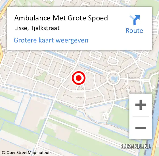 Locatie op kaart van de 112 melding: Ambulance Met Grote Spoed Naar Lisse, Tjalkstraat op 7 december 2024 14:38