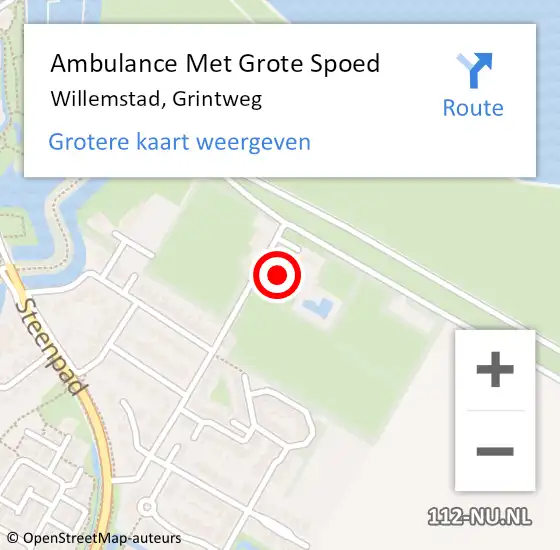 Locatie op kaart van de 112 melding: Ambulance Met Grote Spoed Naar Willemstad, Grintweg op 7 december 2024 15:12