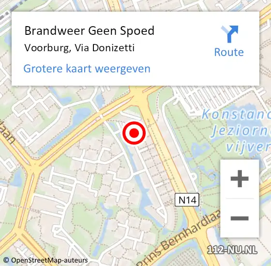 Locatie op kaart van de 112 melding: Brandweer Geen Spoed Naar Voorburg, Via Donizetti op 7 december 2024 15:18