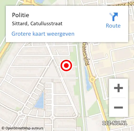 Locatie op kaart van de 112 melding: Politie Sittard, Catullusstraat op 7 december 2024 15:18