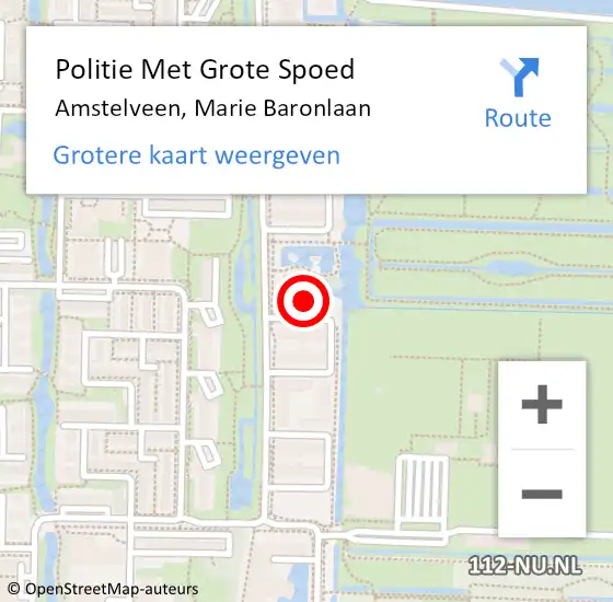 Locatie op kaart van de 112 melding: Politie Met Grote Spoed Naar Amstelveen, Marie Baronlaan op 7 december 2024 15:18