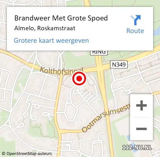 Locatie op kaart van de 112 melding: Brandweer Met Grote Spoed Naar Almelo, Roskamstraat op 7 december 2024 15:21