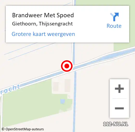 Locatie op kaart van de 112 melding: Brandweer Met Spoed Naar Giethoorn, Thijssengracht op 7 december 2024 15:28