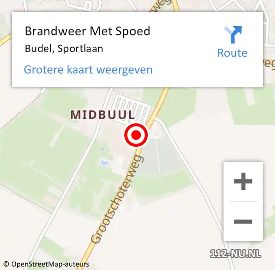 Locatie op kaart van de 112 melding: Brandweer Met Spoed Naar Budel, Sportlaan op 7 december 2024 15:35