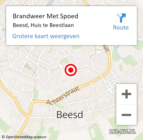 Locatie op kaart van de 112 melding: Brandweer Met Spoed Naar Beesd, Huis te Beestlaan op 7 december 2024 15:38