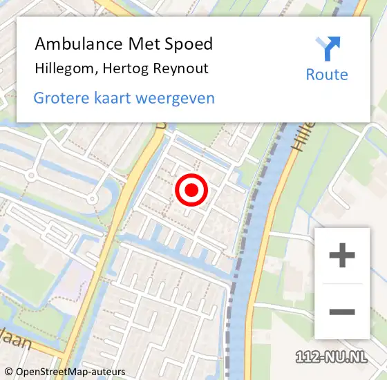 Locatie op kaart van de 112 melding: Ambulance Met Spoed Naar Hillegom, Hertog Reynout op 7 december 2024 16:13