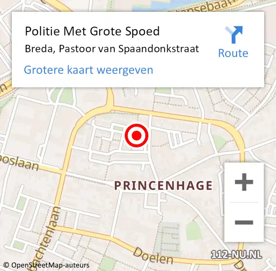 Locatie op kaart van de 112 melding: Politie Met Grote Spoed Naar Breda, Pastoor van Spaandonkstraat op 7 december 2024 16:37