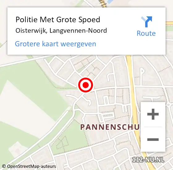 Locatie op kaart van de 112 melding: Politie Met Grote Spoed Naar Oisterwijk, Langvennen-Noord op 7 december 2024 16:45